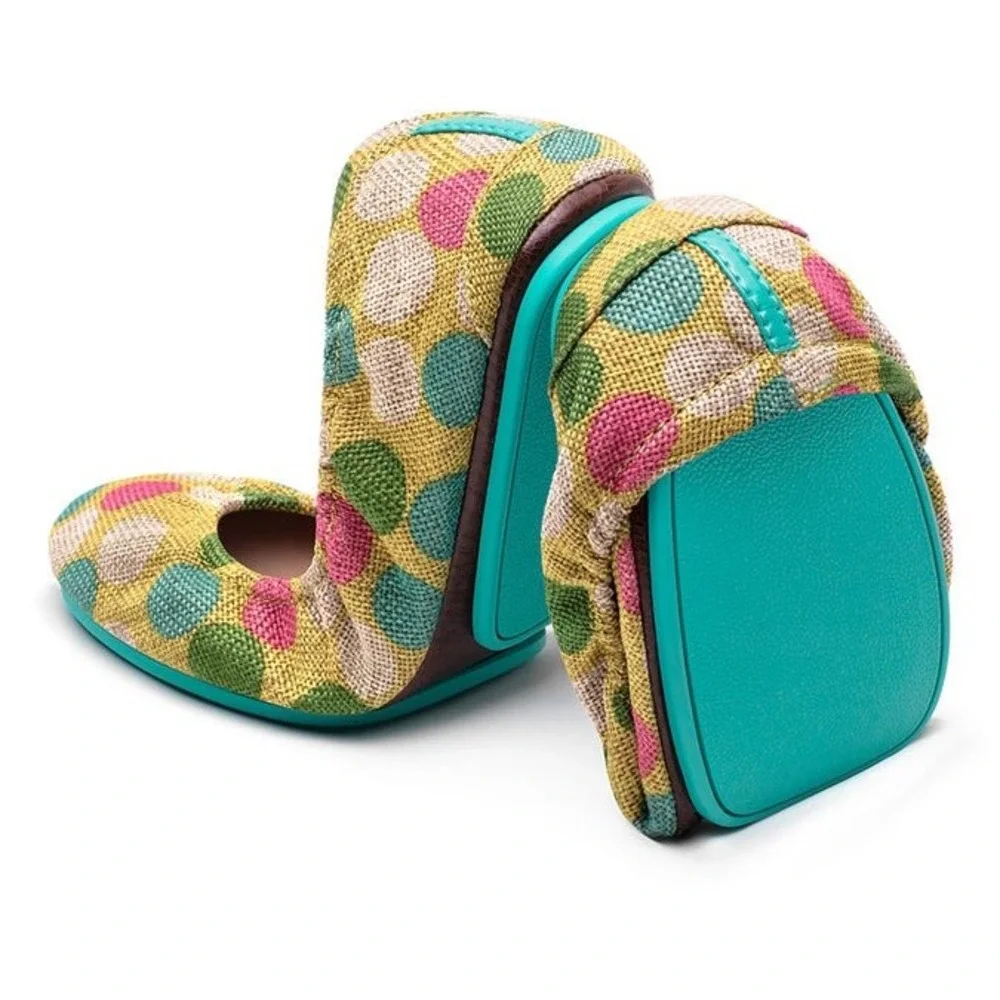 tieks by Gavrieli Echo Park Polka Dot Flats Sz 9 Like New